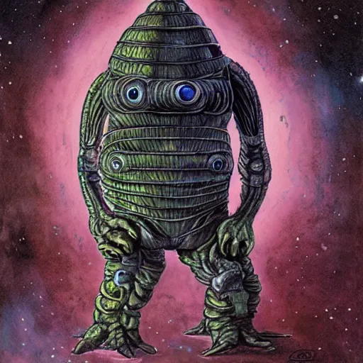 Image similar to the alien cosmic tardigrade that awaits you at the end of all of space and time, by enki bilal