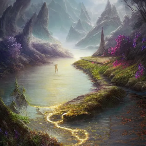 Prompt: fantasy landscape waterside photprealism ultradetailed digital art, irina french, heraldo ortega, mandy jurgens, golden ratio, art canvas, award winning, masterpiece trending on artstation 8 k 1 5 0 mpx