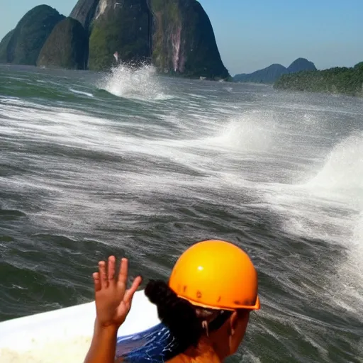 Image similar to garota aproveitando as ondas de niteroi, pulando se divertindo