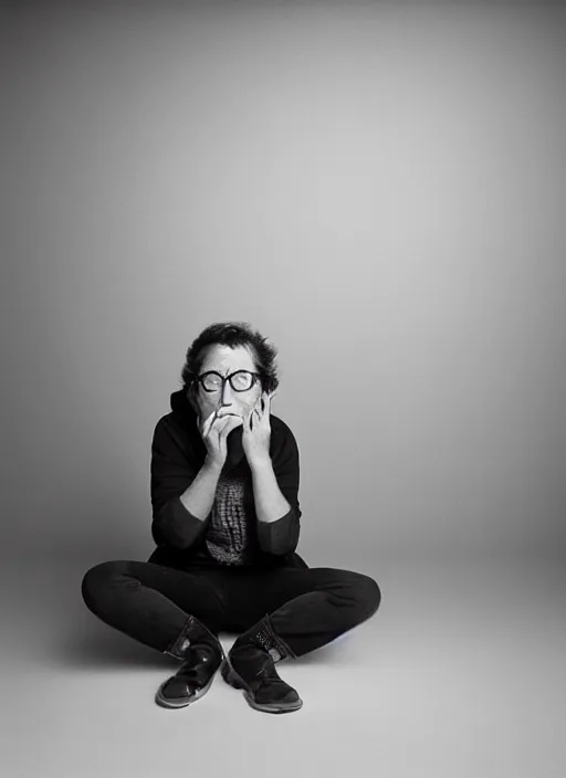 Image similar to portrait of the most bored person in the universe. extremely bored expression, studio light, hyper realistic photograph by annie lebowitz, award winning