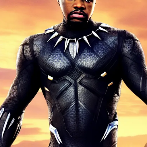 Prompt: black panther with ironman armo