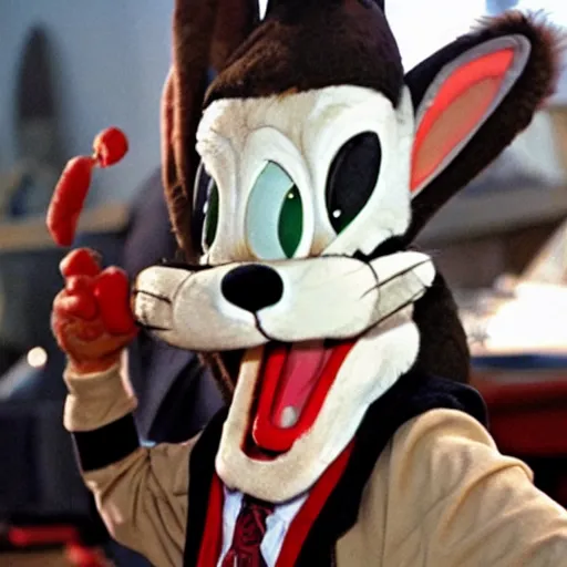 Image similar to Danny Trejo as Bugs Bunny from Looney Tunes, live action movie, set photo in costume, cosplay, photograph