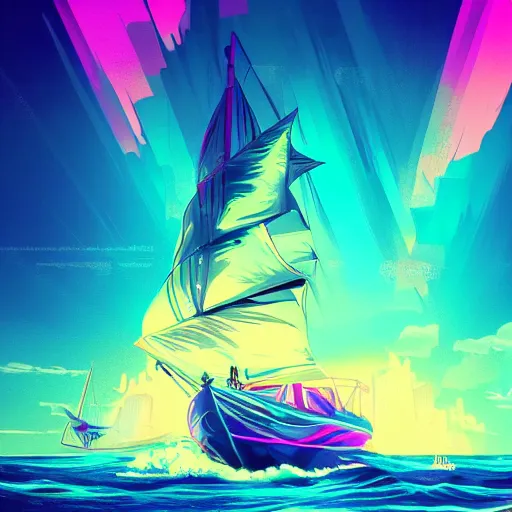 Prompt: the sea, epic retrowave art, trending on art station