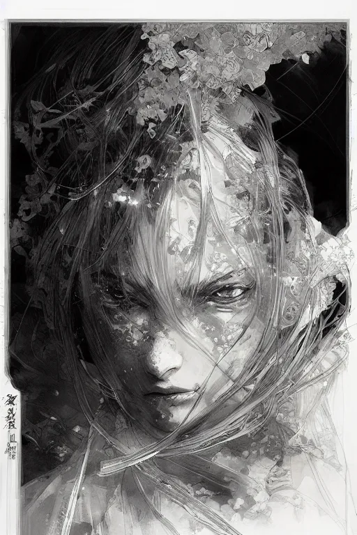 Image similar to portrait of anime woman, pen and ink, intricate line drawings, by craig mullins, ruan jia, kentaro miura, greg rutkowski