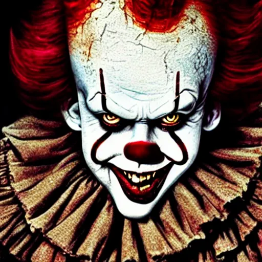 Image similar to Pennywise as a zombie scary4K quality photo realistic