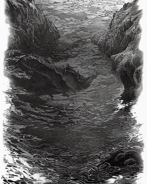 Image similar to dark deep waters in which tolkien's creations are hidden