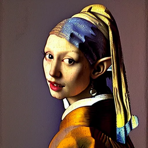 Image similar to a portrait of a beautiful elf woman by Johannes Vermeer 640