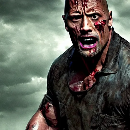 Image similar to Dwayne Johnson as a zombie in the walking dead 4k Quality