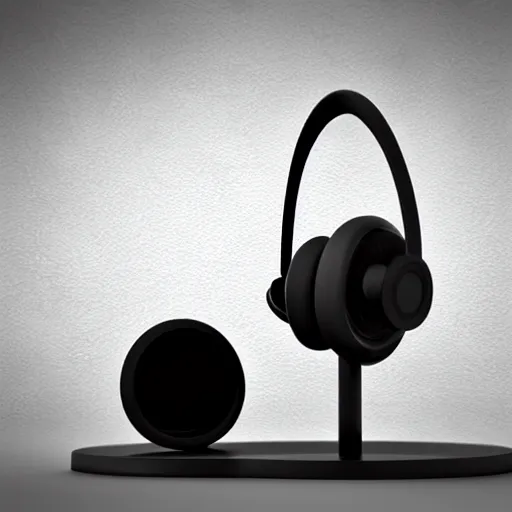 Image similar to headphone stand!!!, futuristic, techno, cyberpunk, product design, 3 d render, concept, fun, swag, iconic