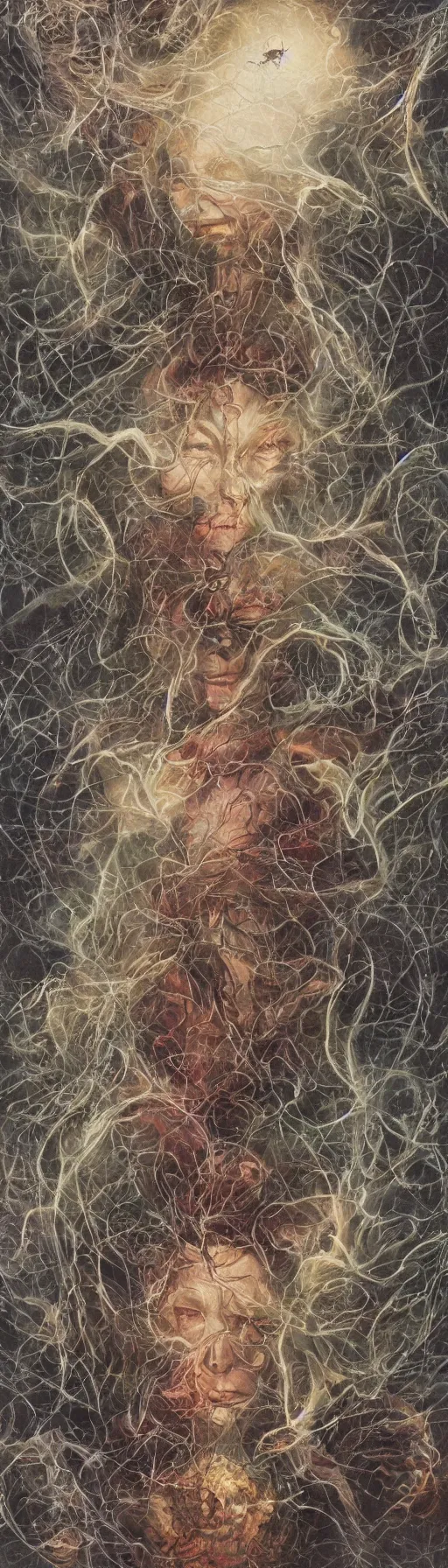 Image similar to the ghost in the machie, dense web of neurons firing, psychedelic lights and fog, zdzislaw, ayami kojima, yamamoto, barclay shaw, karol bak, hyperrealist, 8 k