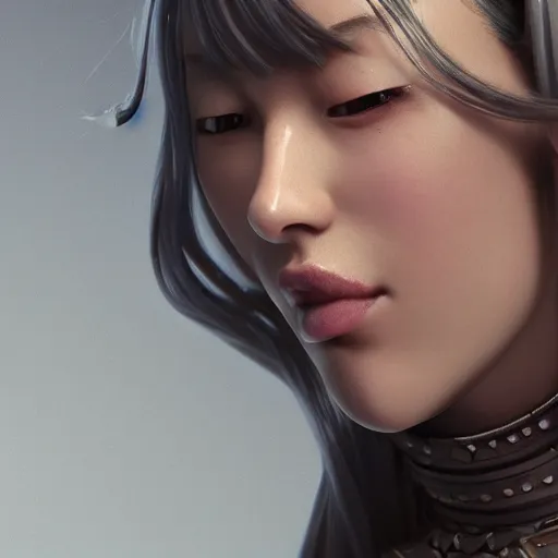 Image similar to a beautiful women swordsman, by li didivi, by yun ling, by shal. e, grim expression, unreal engine, octane rendering, 8 k, closeup, full body, smooth, trending on artstation, digital illustration, grey hair