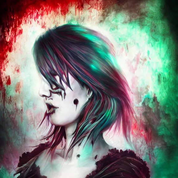 Prompt: Morrigan, cinematic flavor, rich decaying colors!, digital painting, skull liminal void background, a real picture taken by skull