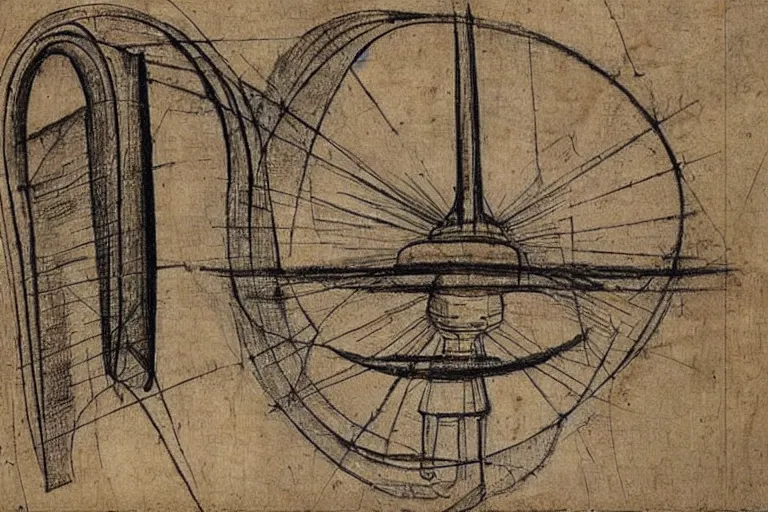 Prompt: engineering sketch by leonardo davinci of a warp drive