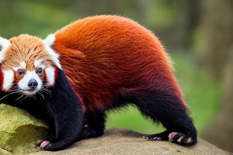 Image similar to a red panda pig!!! hybrid! hyper realistic!! realistic lighting!! wildlife photographer of the year!!! bold natural colors, national geographic, hd, wide angle, 8 k