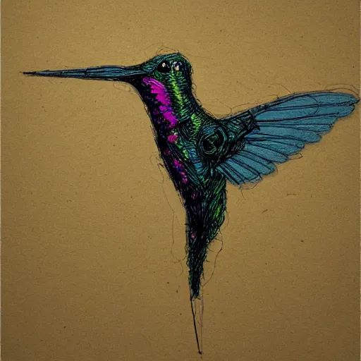 Prompt: a realistic yet scraggly portrait sketch of a humming bird in flight, trending on artstation, intricate details, in the style of frank auerbach, in the style of sergio aragones, in the style of martin ansin, in the style of david aja, in the style of mattias adolfsson