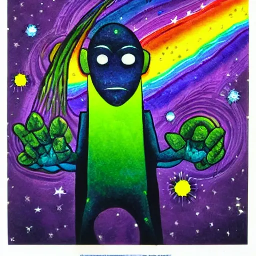 Image similar to rainbow cosmic alien