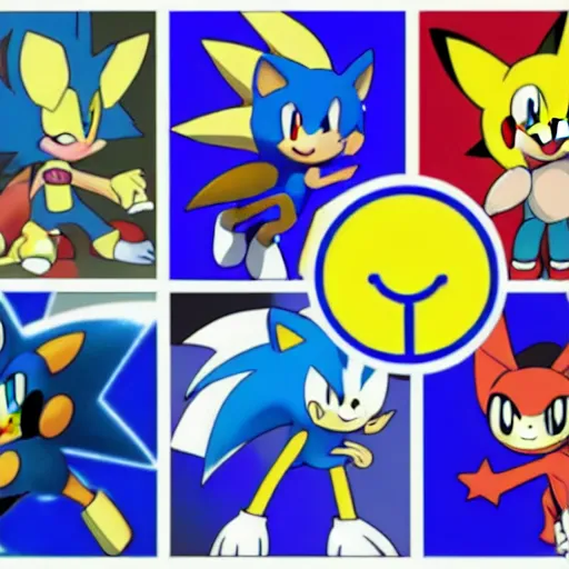 Image similar to pokemon that looks like sonic the hedgehog in pokemon style