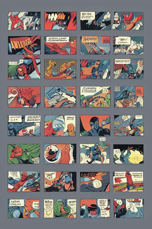 Prompt: creative comic book panels, minimal