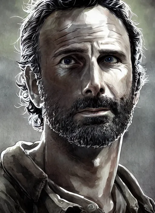 Image similar to portrait, Rick Grimes from The Walking Dead in the South Park universe, watercolor, dramatic lighting, cinematic, establishing shot, extremely high detail, foto realistic, cinematic lighting, pen and ink, intricate line drawings, by Yoshitaka Amano, Ruan Jia, Kentaro Miura, Artgerm, post processed, concept art, artstation, matte painting, style by eddie mendoza, raphael lacoste, alex ross