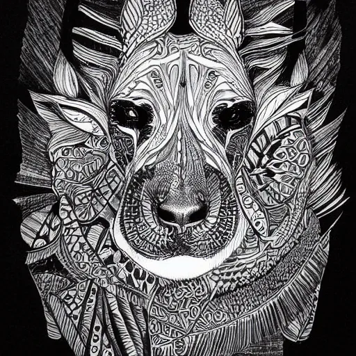 Prompt: hogomomolati beautiful ink drawing, pen on paper, by alphonso dunn and rick shaefer, award winning, trending on artstation