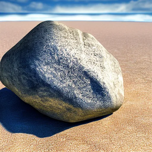 Image similar to a beautiful rock on the beach, global illumination ray tracing hdr
