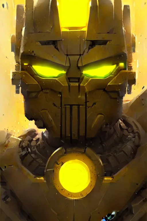 Image similar to portrait Keetongu bionicle cyclops yellow by Greg Rutkowski