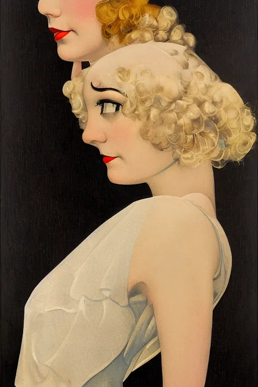 Image similar to a oil painting depicting a Jazz Age high society figure, 1920s style, smooth, highly detailed, high contrast, Coles Phillips, Dean Cornwell, JC Leyendecker, 8K