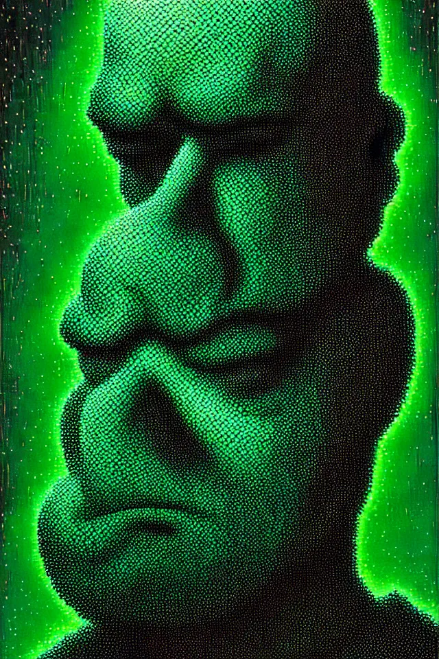 Image similar to bizarre green blacklight detailed renaissance portrait of homer simpson as a highly detailed realistic real life, dramatic cinematic lighting, 8 k, beautiful intricate painting by james r eads and tomasz alen kopera