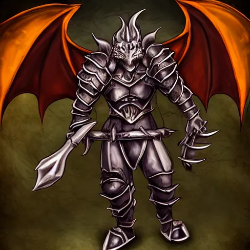 Prompt: anthropomorphic dragon man, dragonborn, dungeons and dragons, standing, wearing armor, body shot