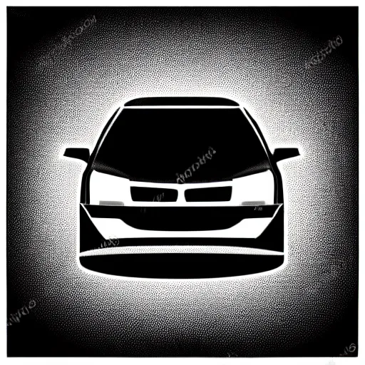 Prompt: black vector icon of a car on white background, #vector