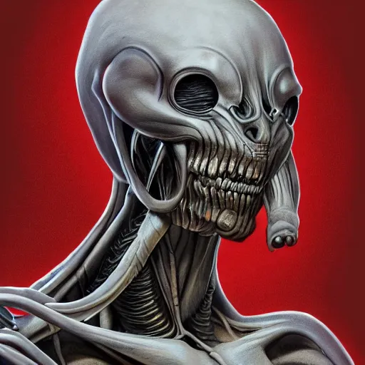 Prompt: A digital concept art painting of an alien drawing anatomy by Gottfried Bammes and Giger and Bill Ellis, trending on artstation