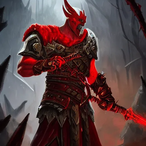 Image similar to ((((Mars the God of war)))), red theme, bloody battlefield, weapons and armors, Dota 2 hero, hearthstone art style, epic fantasy style art, fantasy epic digital art, epic fantasy card game art