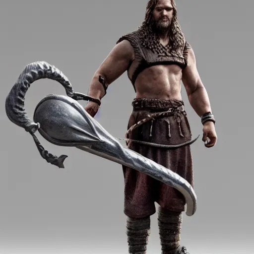 Image similar to of a 3d clay model of a viking from valhalla, ultra fine detail, hair strands, ultra high resolution, fine texture detail, miniature painting techniques, perfect proportions, marvel cinematic universe, eric bana