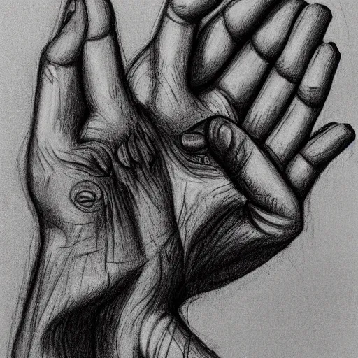 Prompt: a schizophrenic drawing depicting the hand of god, artistic abstarct