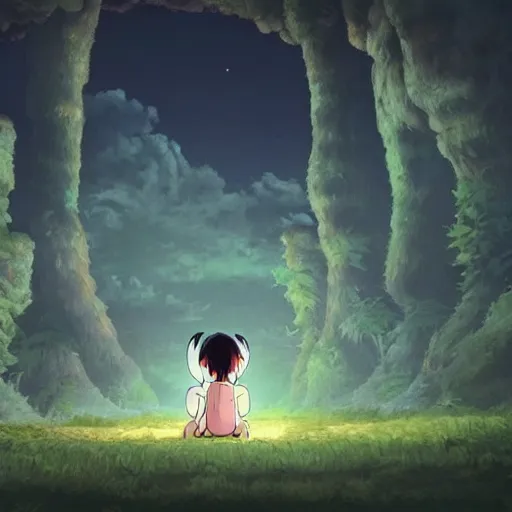 Prompt: creature made by studio ghibli ( in the night ), 8 k, smooth, fairy, high detail, high quality, beautiful scene