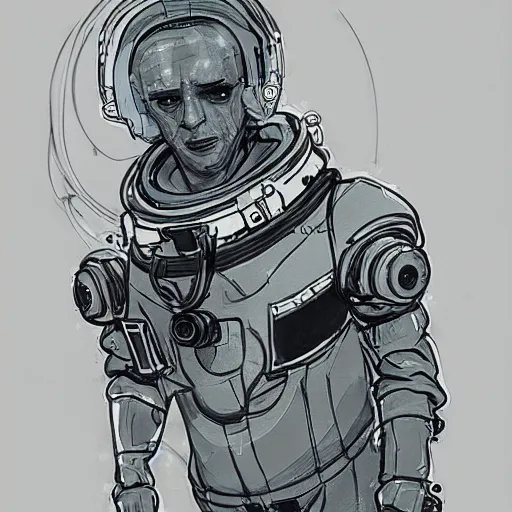 Prompt: concept art of an astronaut character in the style of Death Stranding by Yoji Shinkawa