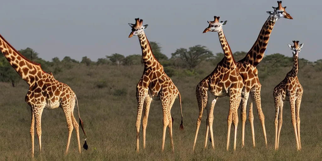 Image similar to giraffe army