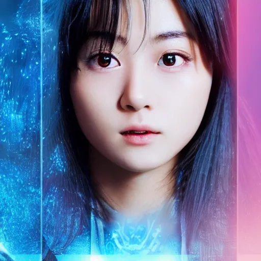 Image similar to a dynamic, epic cinematic 8K HD movie shot of close-up japanese beautiful cute young J-Pop idol actress girl face. Motion, VFX, Inspirational arthouse, at Behance, with Instagram filters