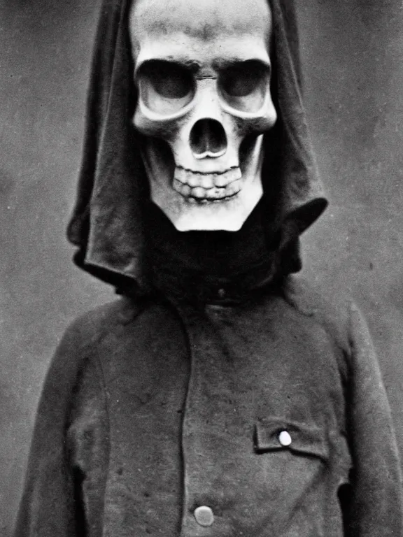 Image similar to portrait of faceless grim reaper, ww1 photo, grainy, high detail, high resolution,