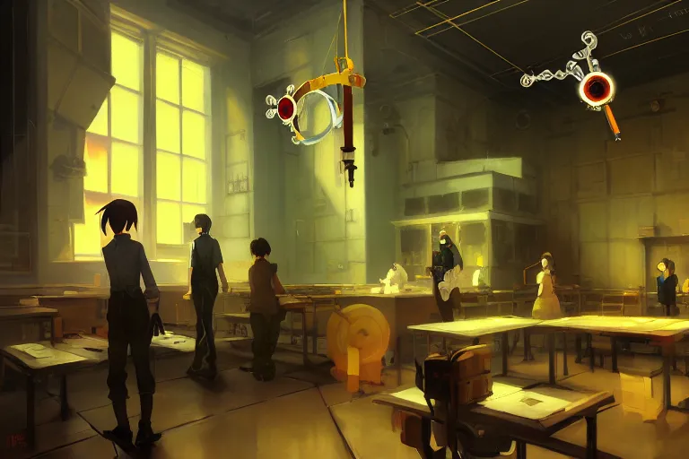 Image similar to baroque oil painting of anime key visual environment concept art of of aperture science laboratories from portal 2, acrylic painting, trending on pixiv fanbox, palette knife and brush strokes, style of makoto shinkai jamie wyeth james gilleard edward hopper greg rutkowski studio ghibli genshin impact