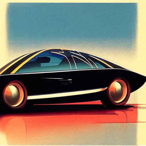 Prompt: concept art for a car that rides on a spherical wheel, painted by syd mead, high quality