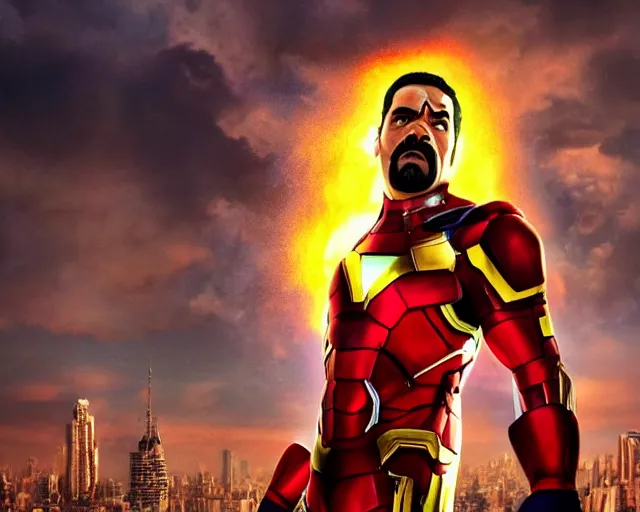 Prompt: Nicolás Maduro as a superheroe, Super Nicolás Maduro, Still from The Avengers, cinematic lighting, HD, 8K