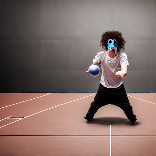 Image similar to portrait of nosferatu playing alone ping pong, sport photography