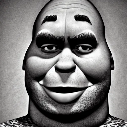 Image similar to shrek's dramatic photo, black and white, heavy grain