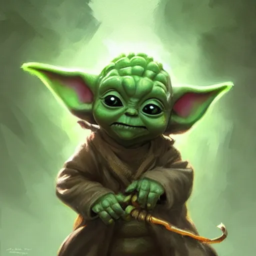 Image similar to A baby yoda demogorgon, art by Andreas Rocha and greg rutkowski, highly detailed, digital painting, matte painting, concept art, illustration, dim lighting, trending on artstation, very detailed