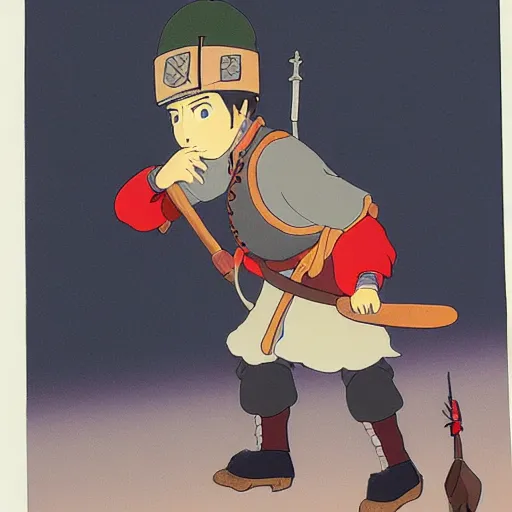 Prompt: ottoman foot - soldier, studio ghibli