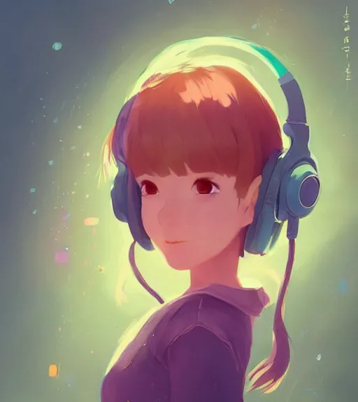 Prompt: beautiful little girl character inspired by 9 0's fashion and by madeline from celeste, art by rossdraws, wlop, ilya kuvshinov, artgem lau, sakimichan and makoto shinkai, concept art, headphones, anatomically correct, extremely coherent, realistic, smooth hd