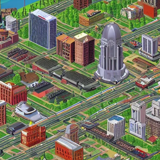 Prompt: St. Louis MO in Sim City 2000