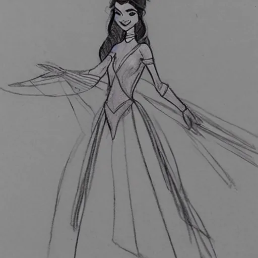 Image similar to milt kahl sketch of victoria justice as princess padme from star wars episode 3