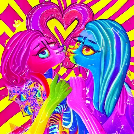 Image similar to “ what is love, painted by lisa frank ”